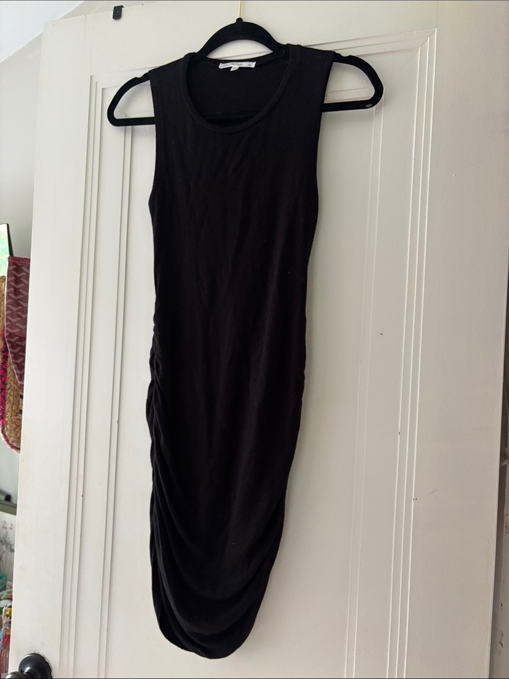 Aritzia Sleeveless Black Ruched Midi Dress
